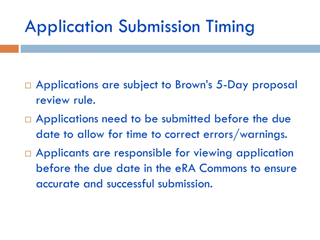 application submission timing