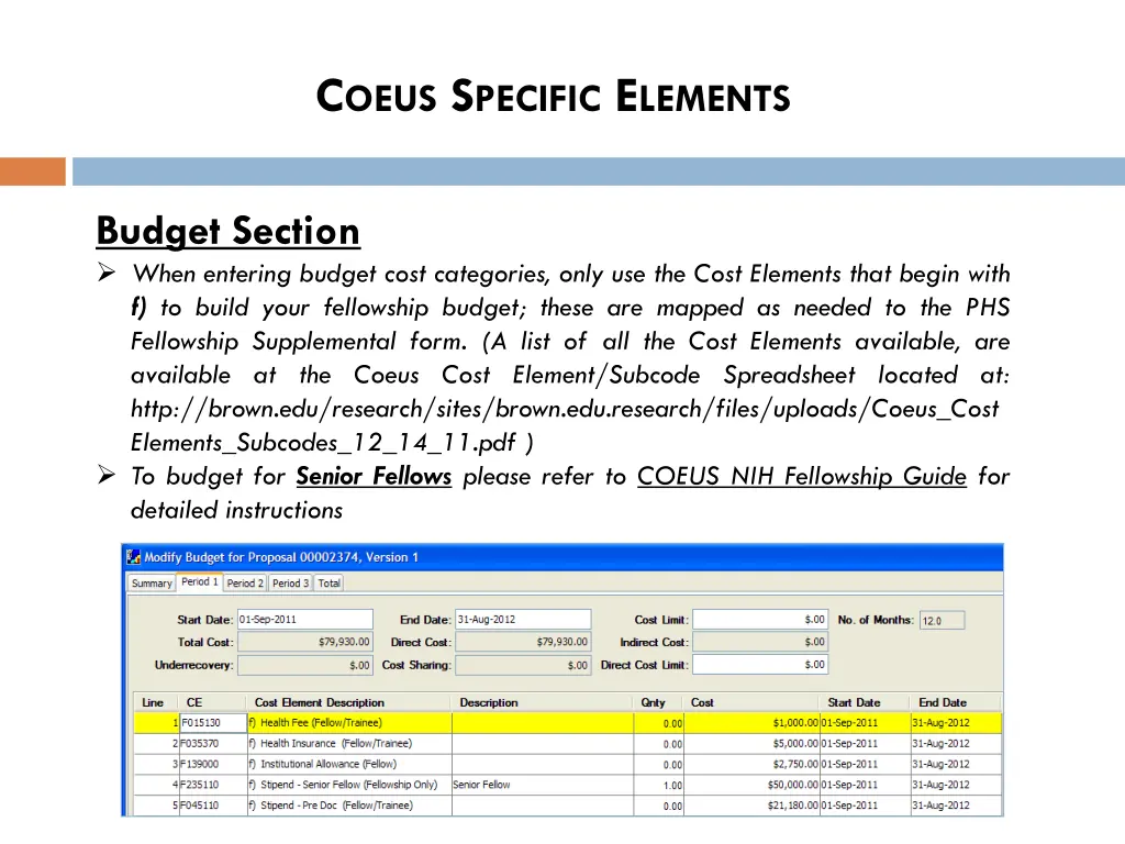 c oeus s pecific e lements 12