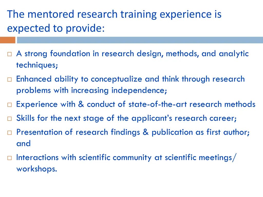 the mentored research training experience