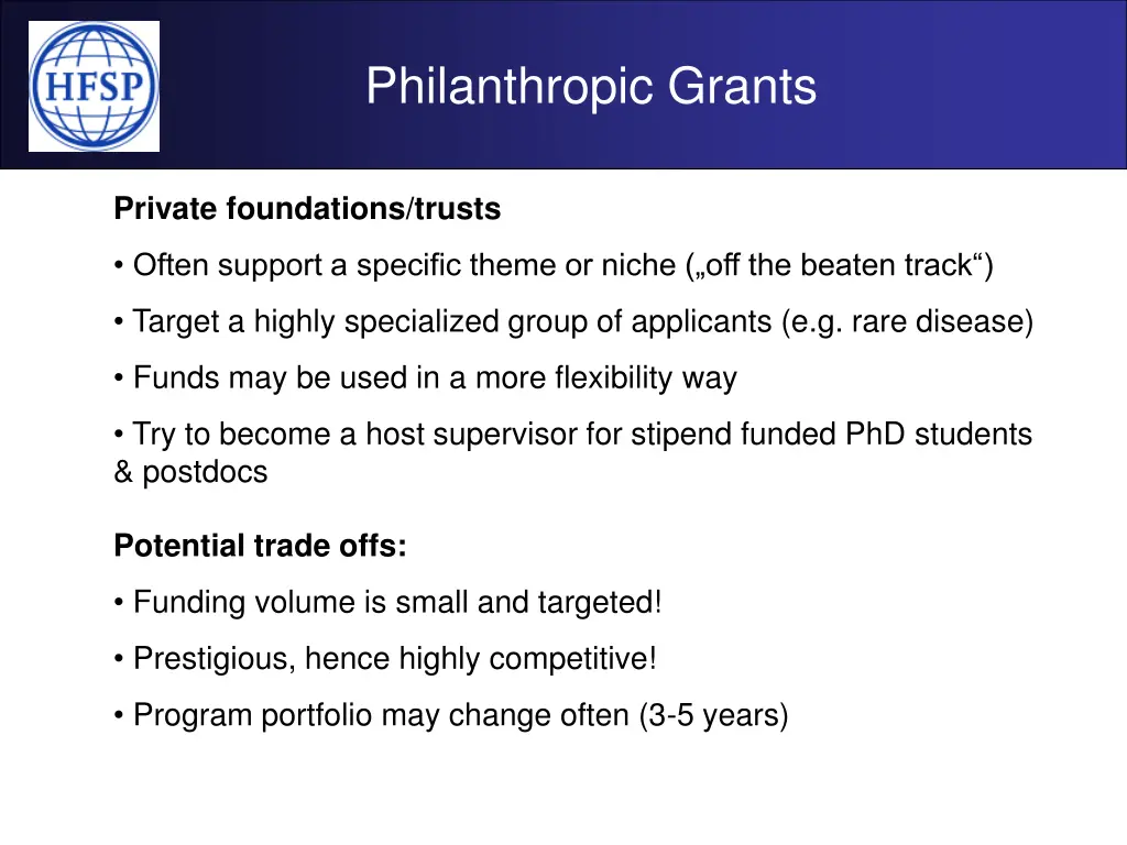 philanthropic grants