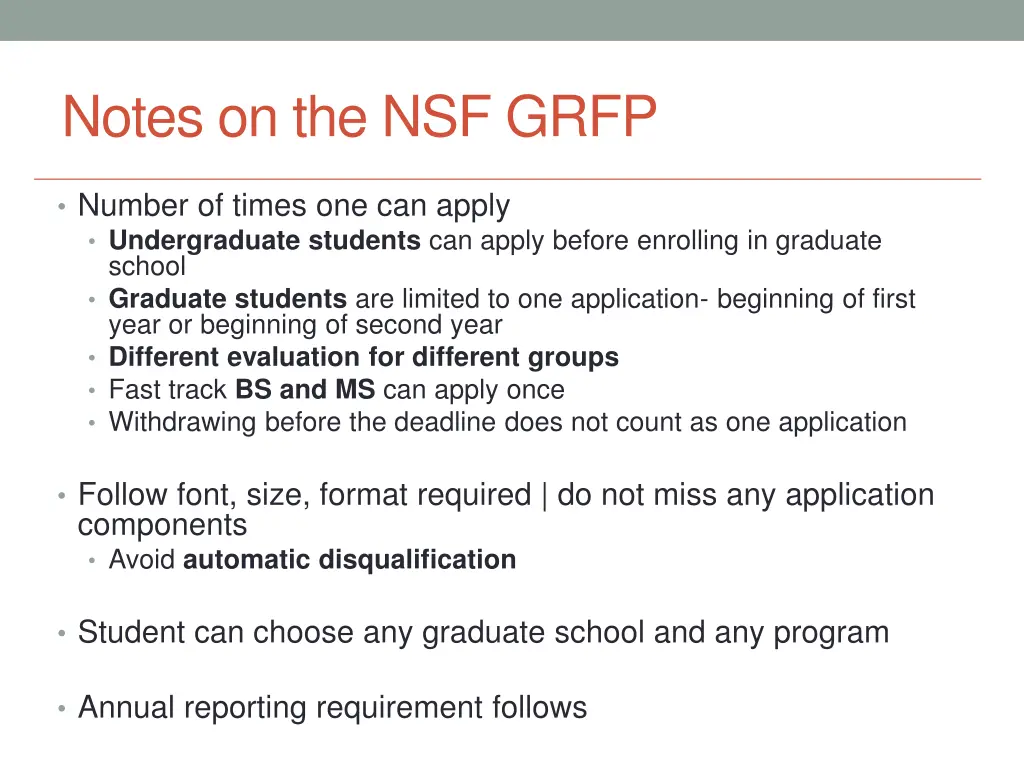 notes on the nsf grfp