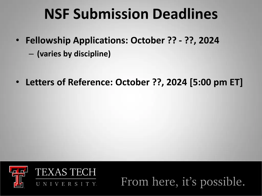 nsf submission deadlines