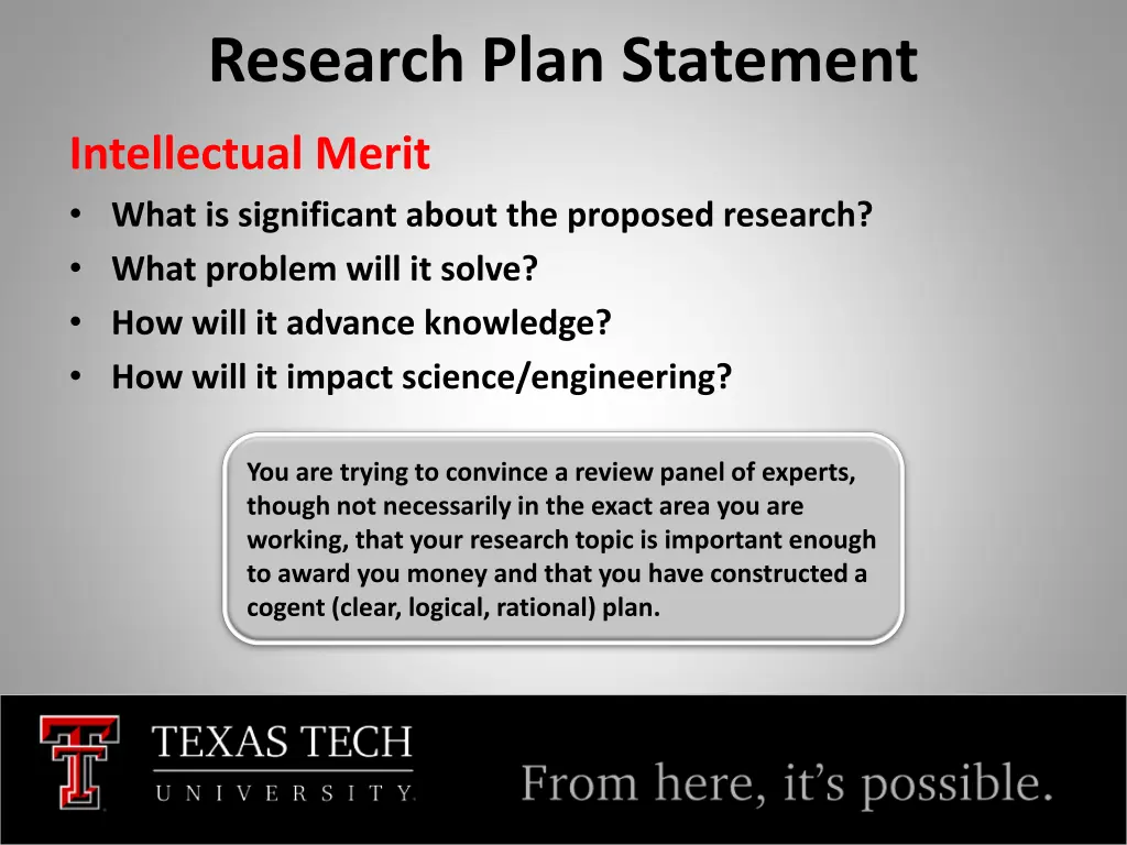 research plan statement 1