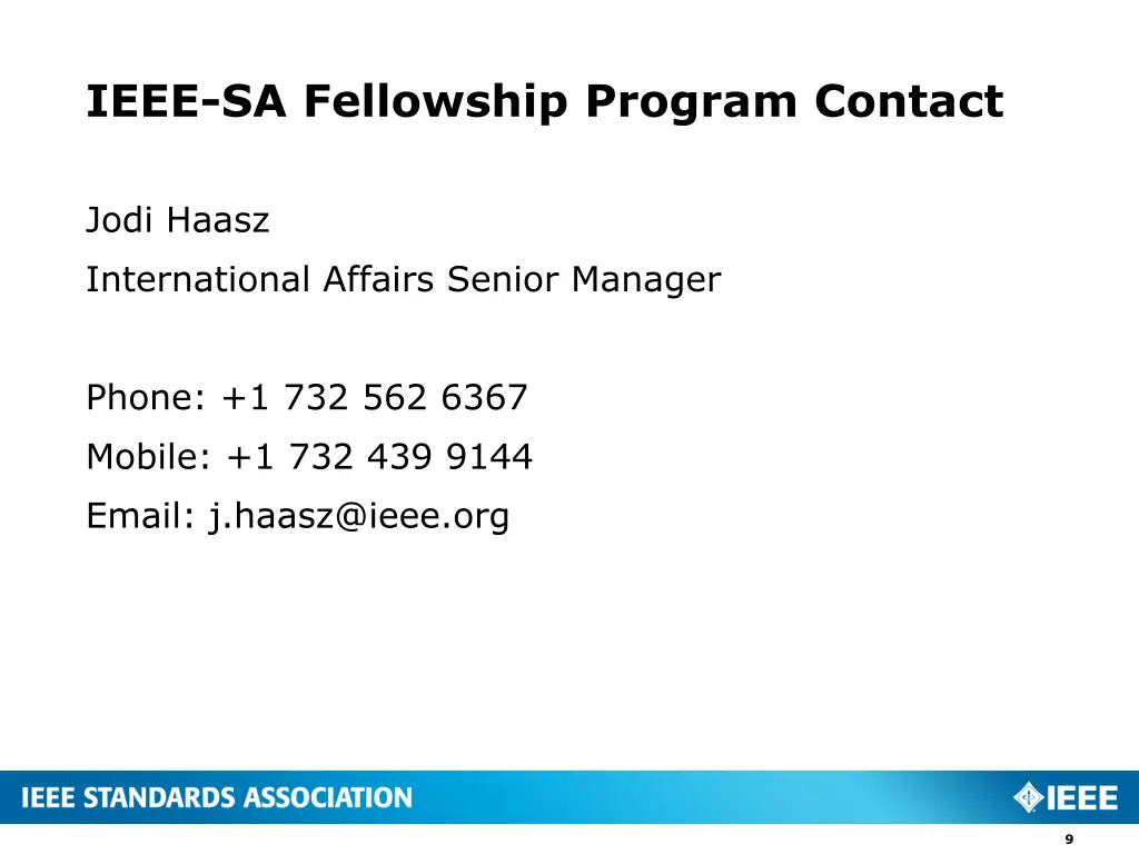 ieee sa fellowship program contact