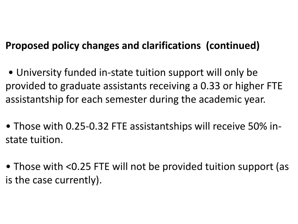 proposed policy changes and clarifications 1