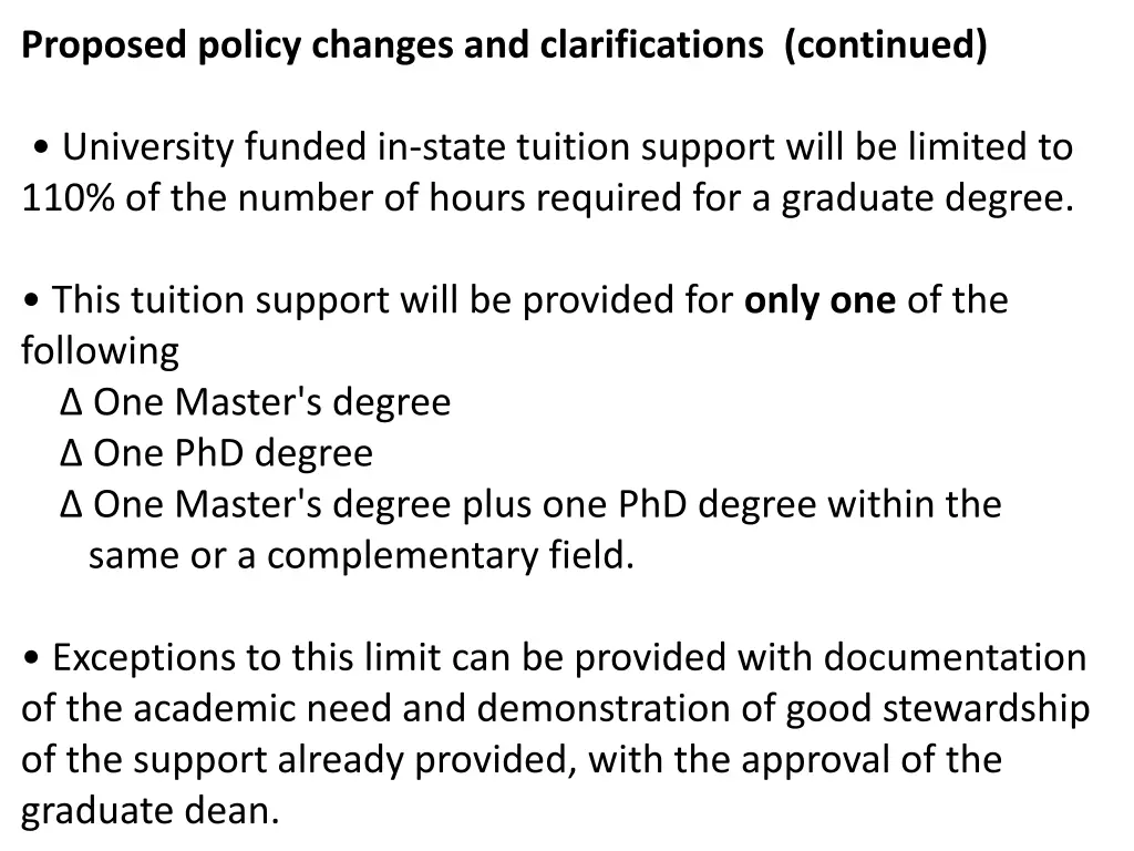 proposed policy changes and clarifications 3