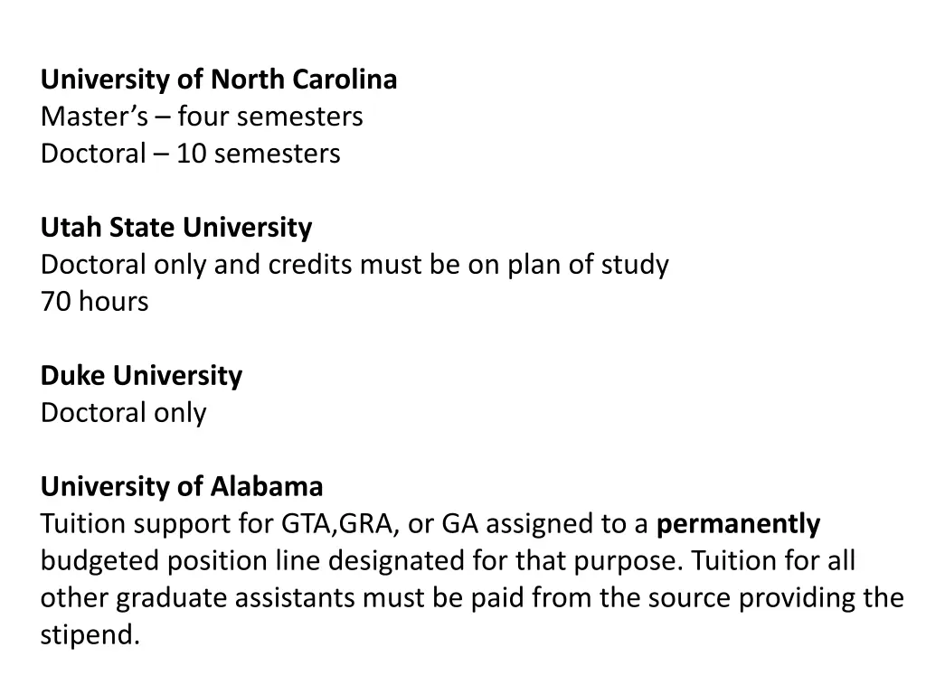 university of north carolina master s four