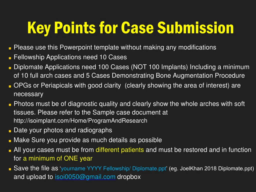 key points for case submission