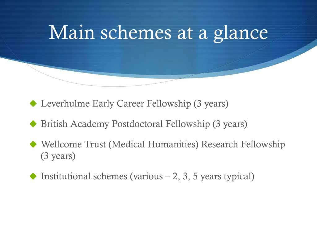 main schemes at a glance