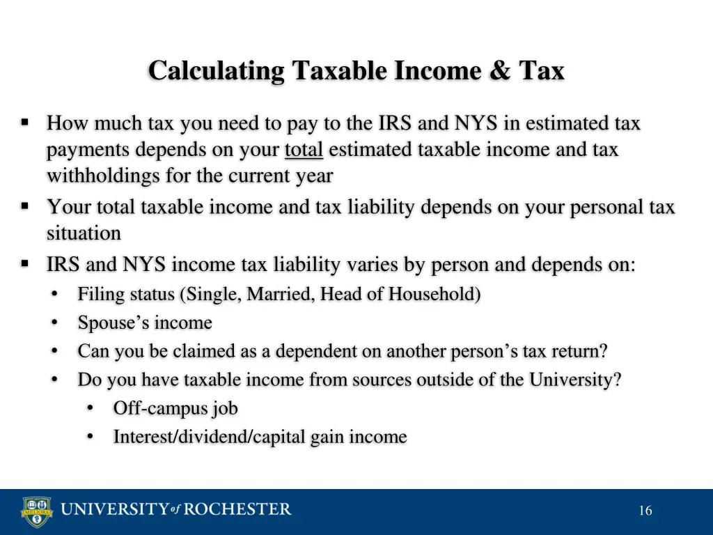 calculating taxable income tax