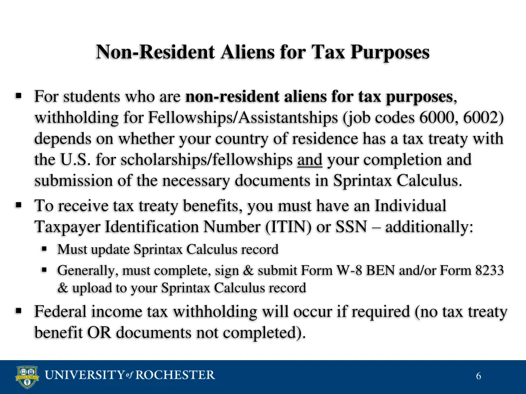 non resident aliens for tax purposes