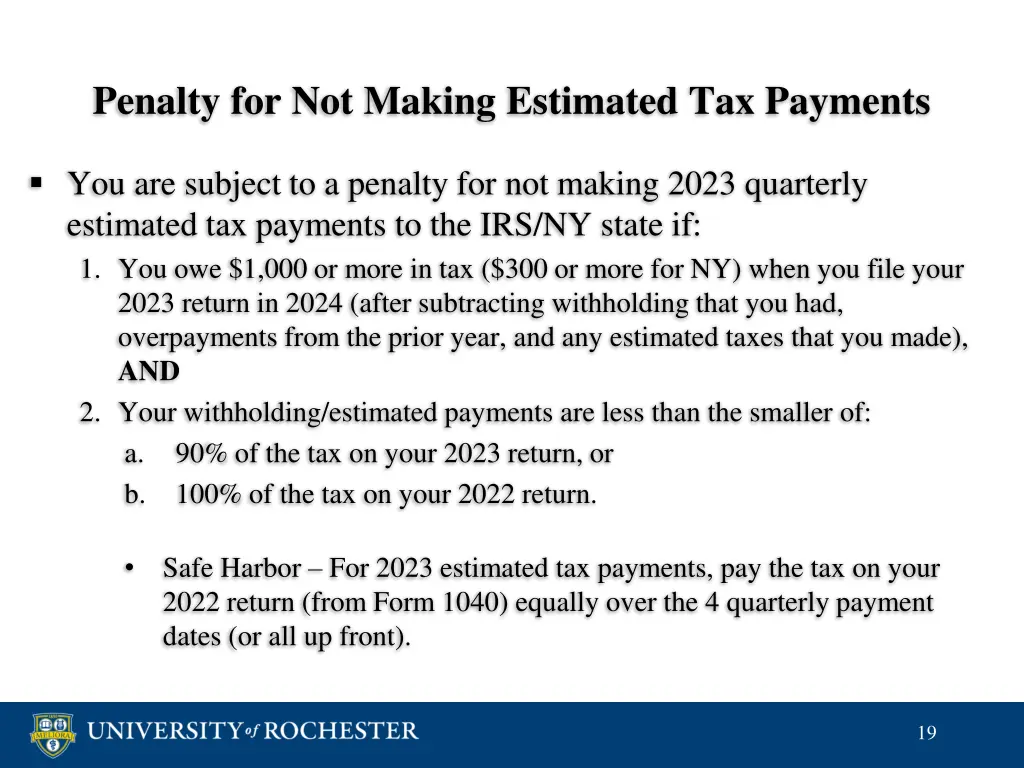 penalty for not making estimated tax payments