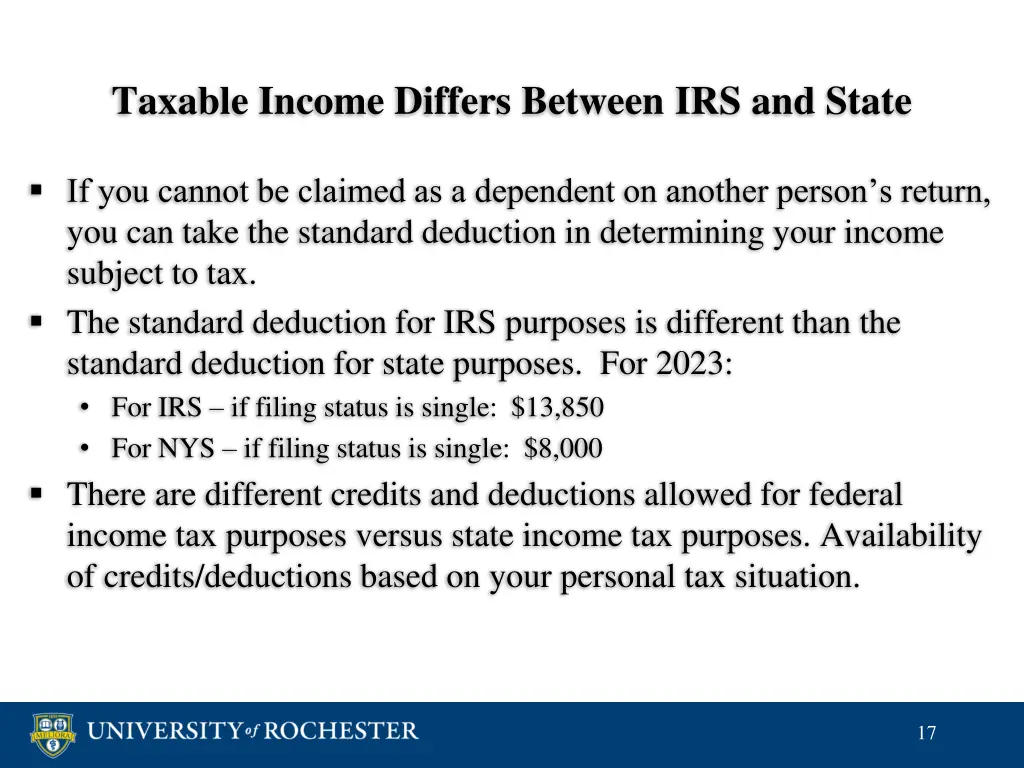 taxable income differs between irs and state