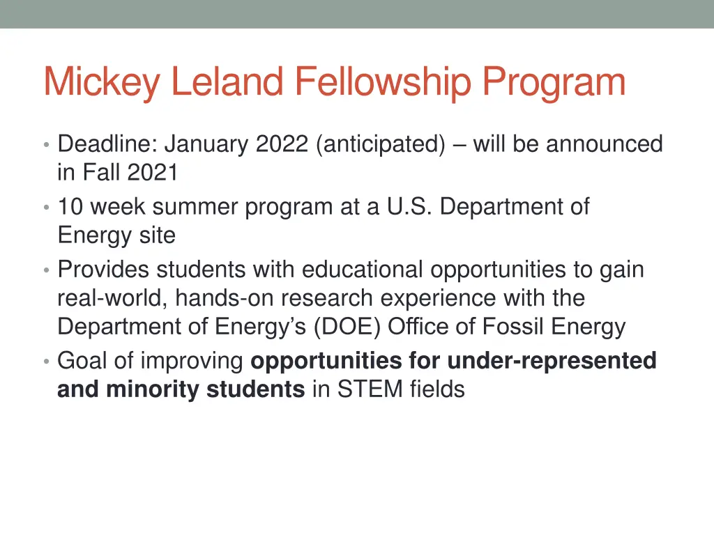 mickey leland fellowship program