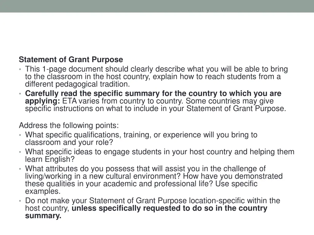 statement of grant purpose this 1 page document