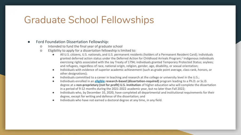 graduate school fellowships 1