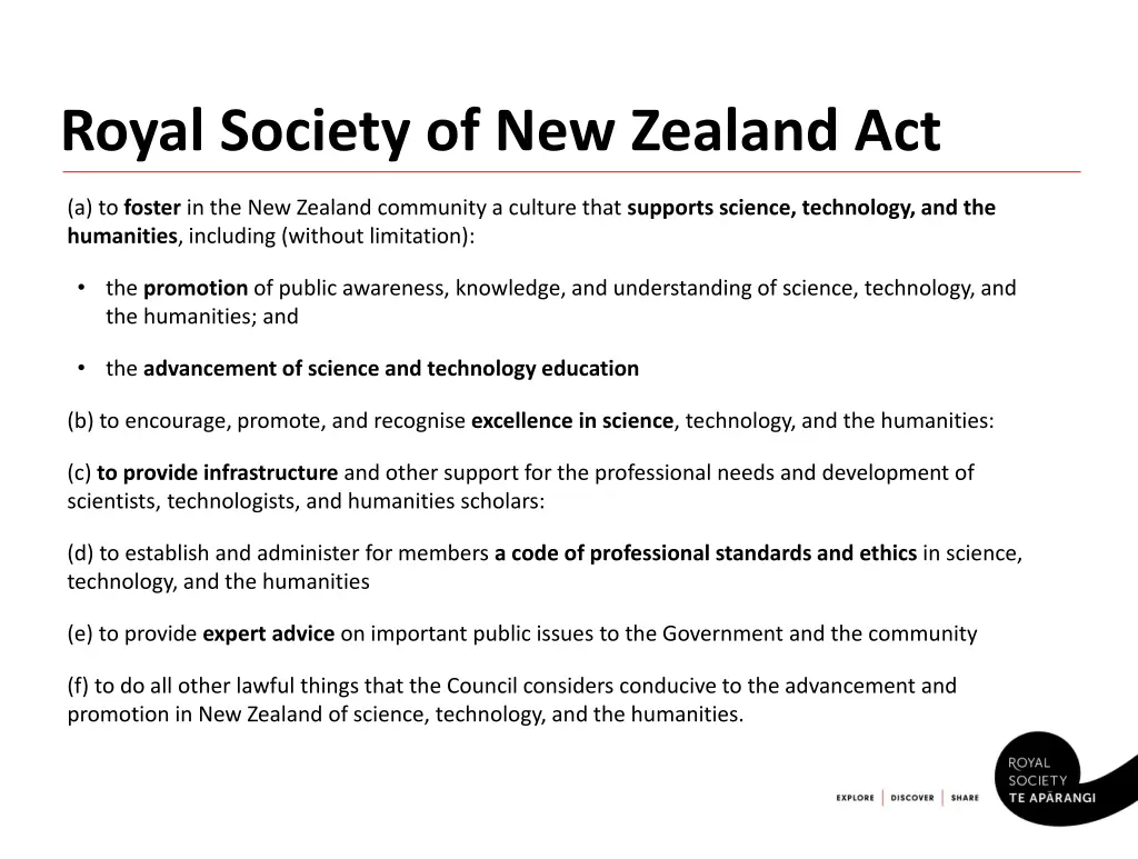 royal society of new zealand act