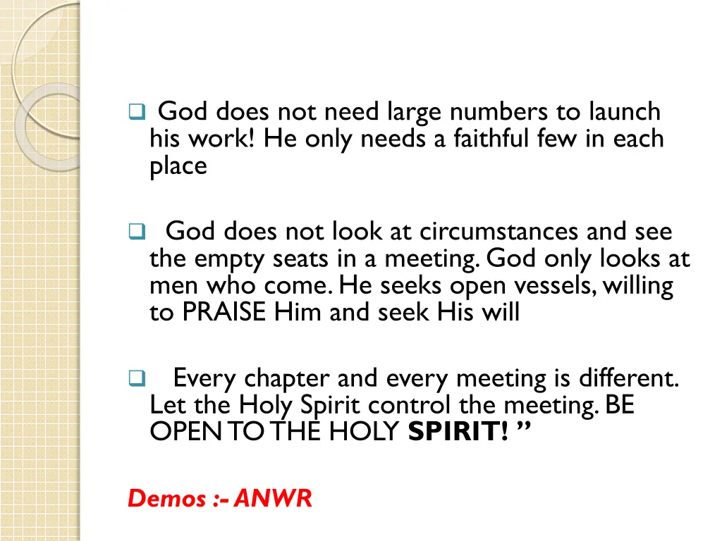 god does not need large numbers to launch