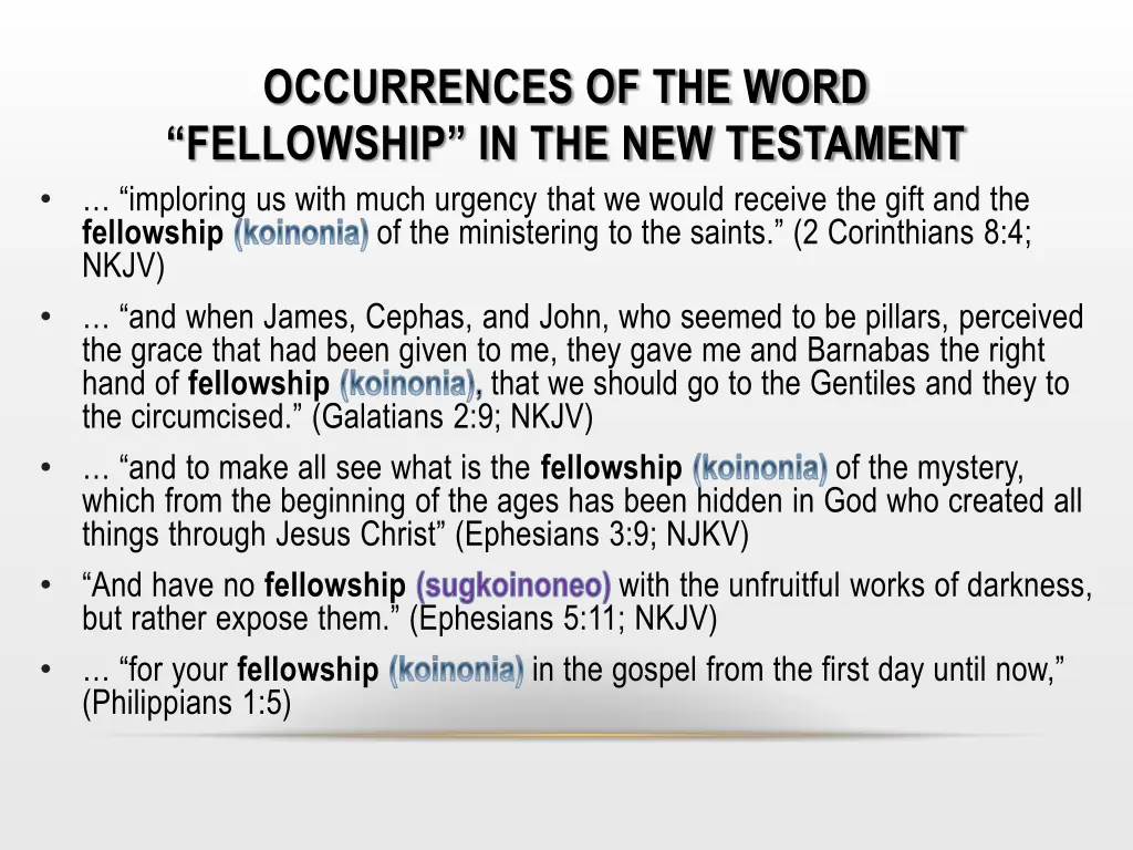 occurrences of the word fellowship 1