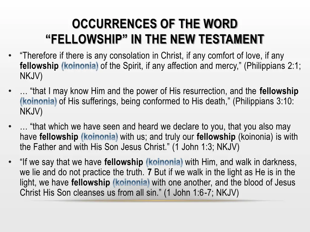 occurrences of the word fellowship 2