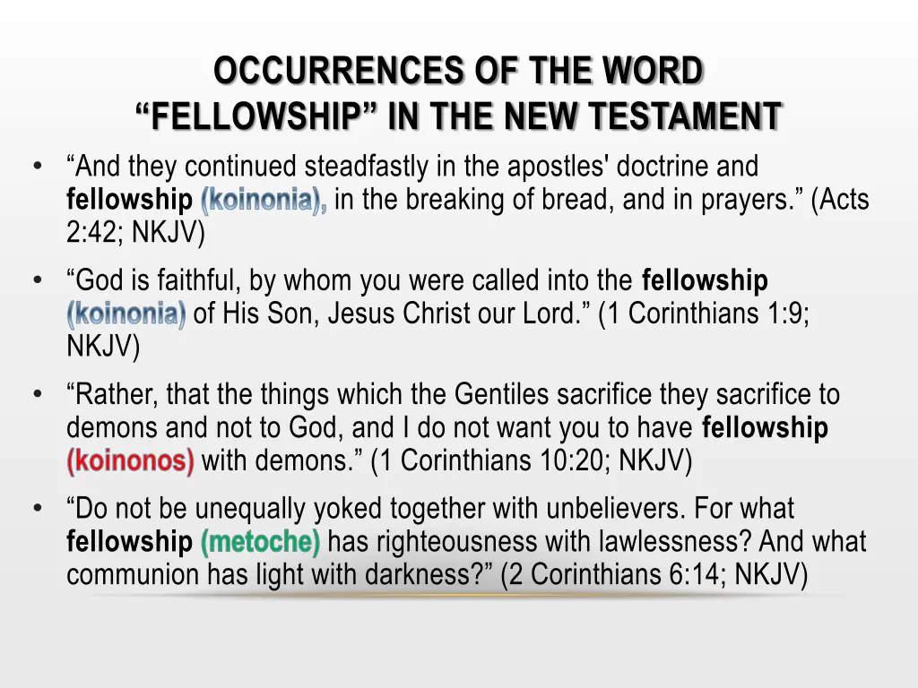 occurrences of the word fellowship