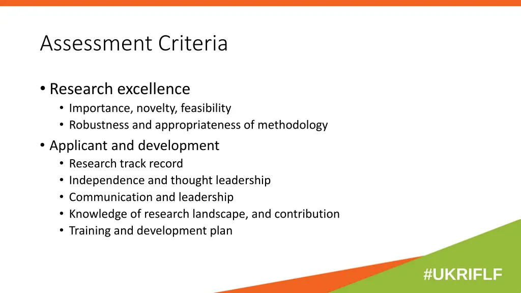 assessment criteria