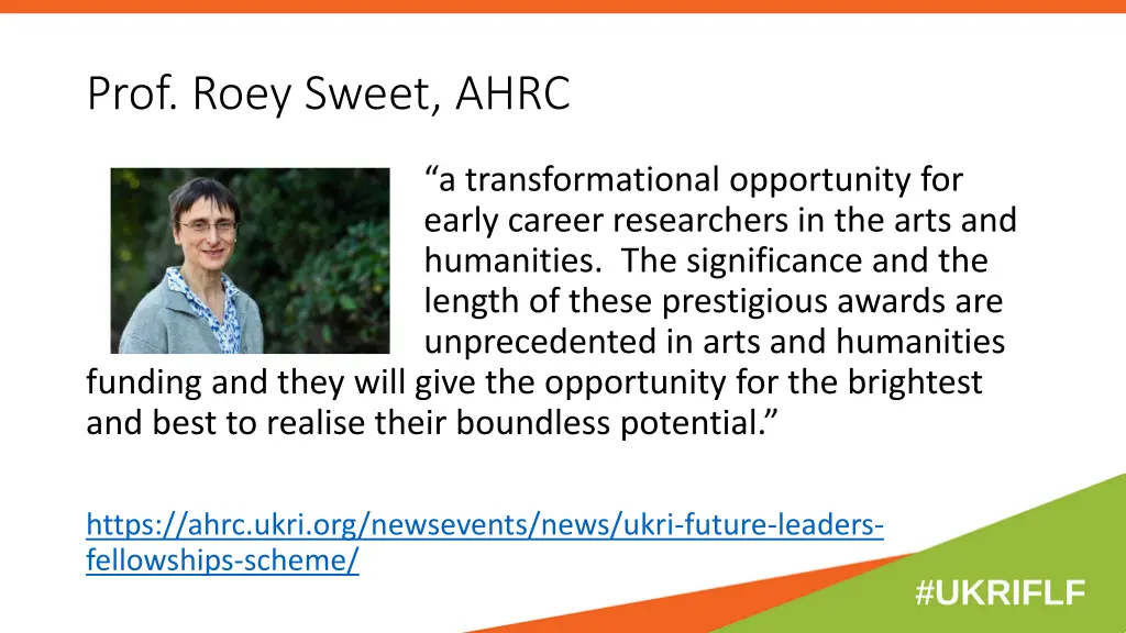 prof roey sweet ahrc