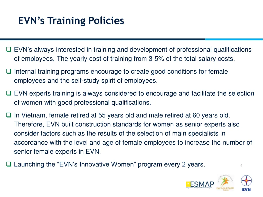 evn s training policies