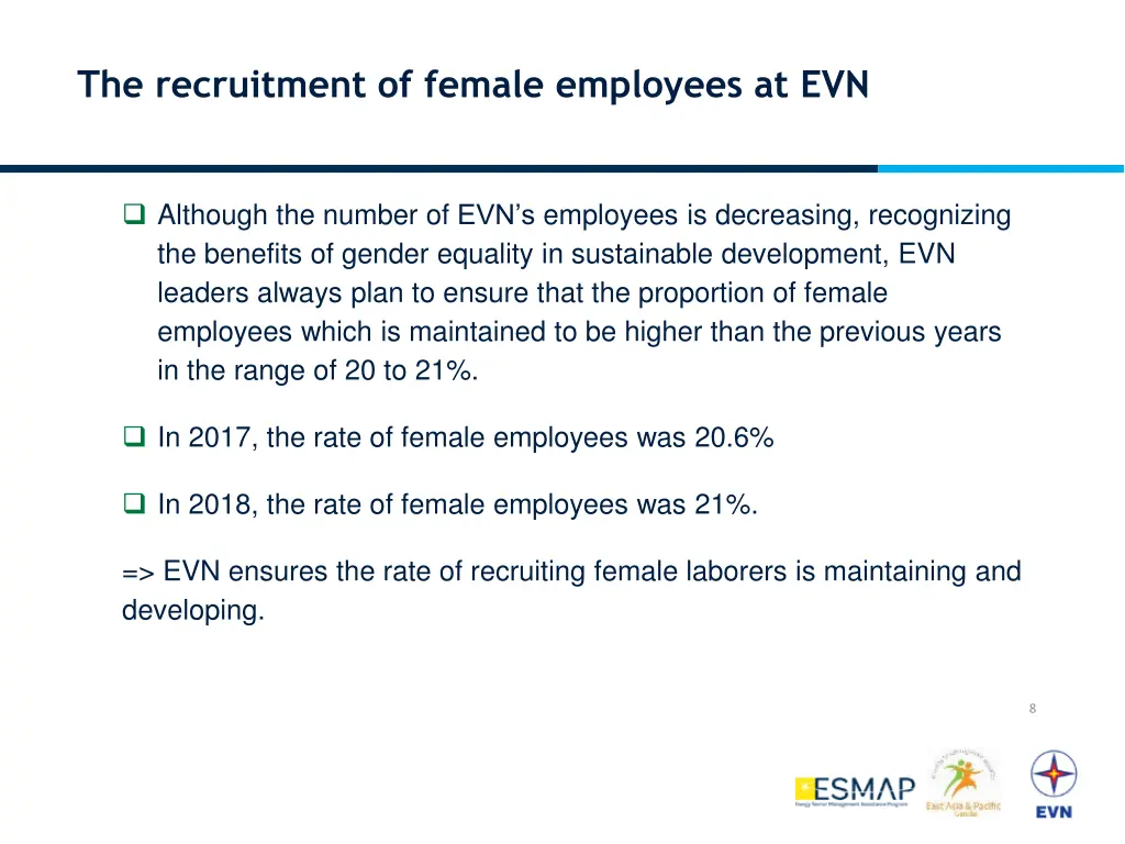 the recruitment of female employees at evn