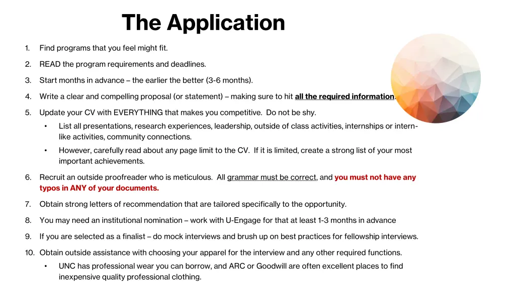 the application