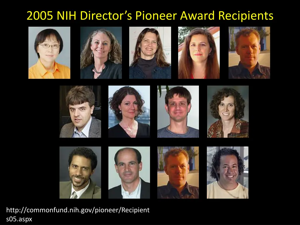 2005 nih director s pioneer award recipients