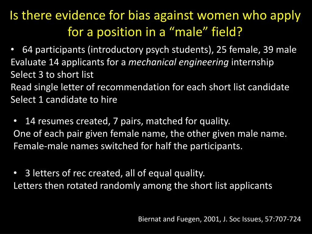 is there evidence for bias against women