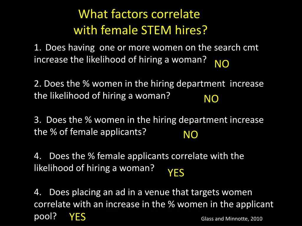 what factors correlate with female stem hires