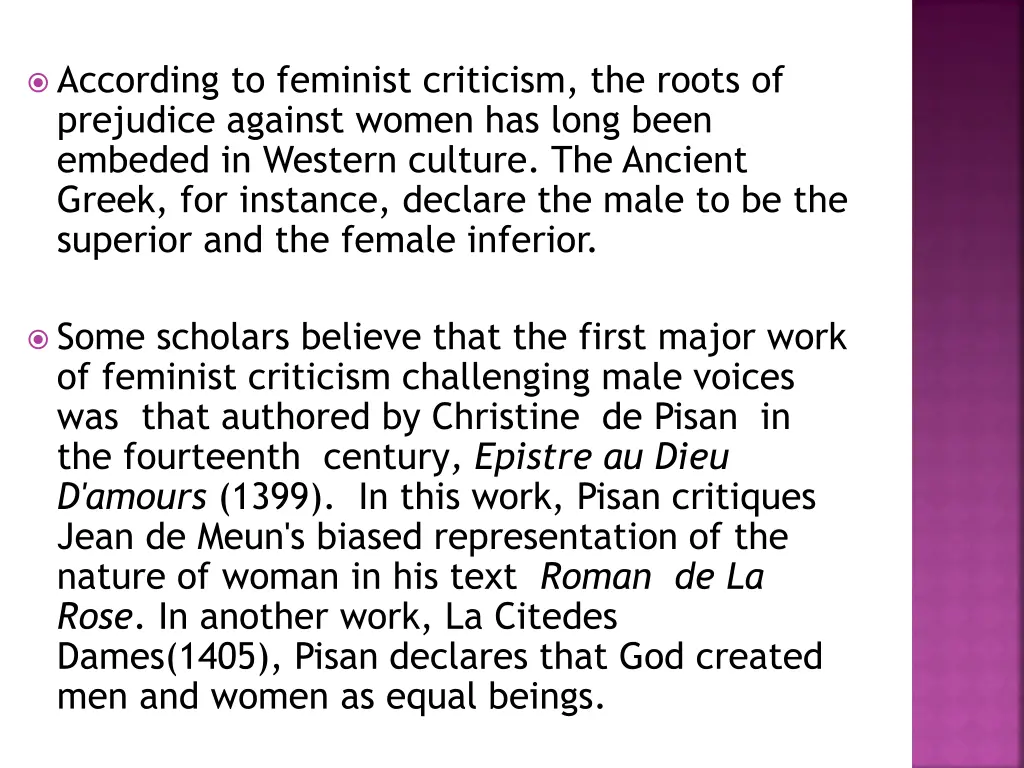 according to feminist criticism the roots