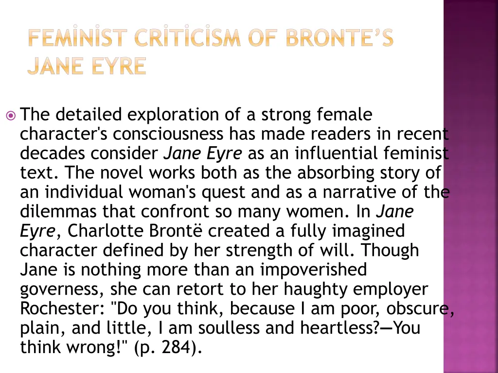 fem n st cr t c sm of bronte s jane eyre