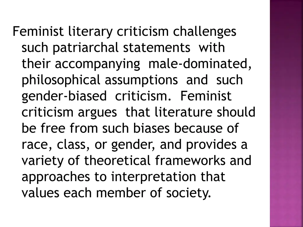 feminist literary criticism challenges such