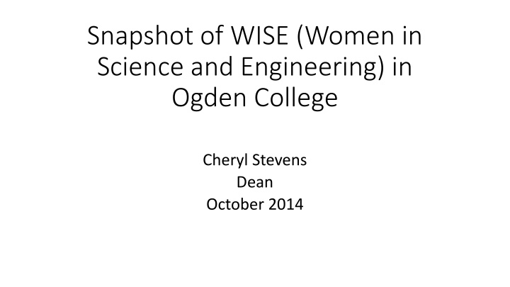 snapshot of wise women in science and engineering