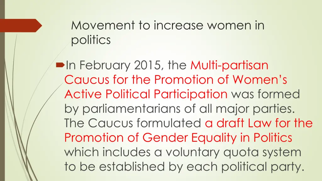 movement to increase women in politics