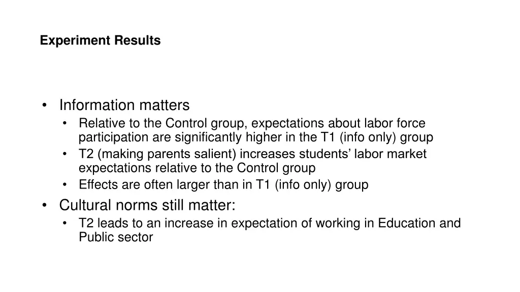 experiment results