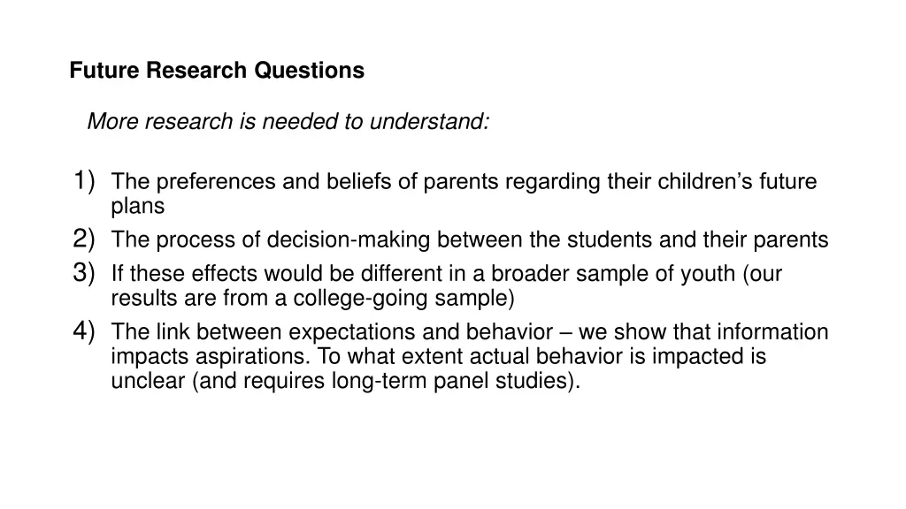 future research questions