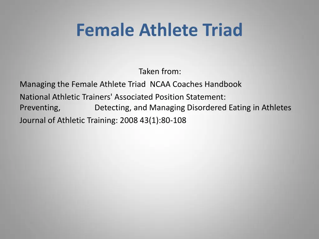 female athlete triad