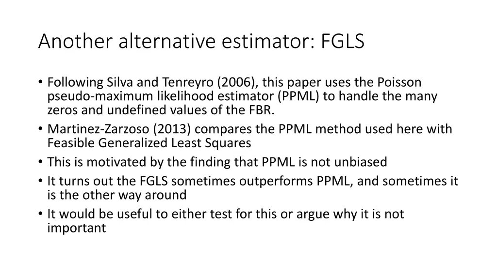 another alternative estimator fgls