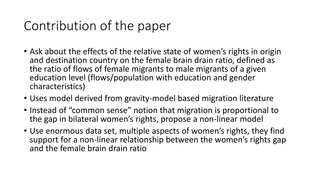 contribution of the paper