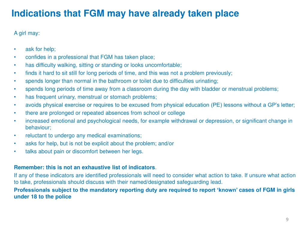 indications that fgm may have already taken place