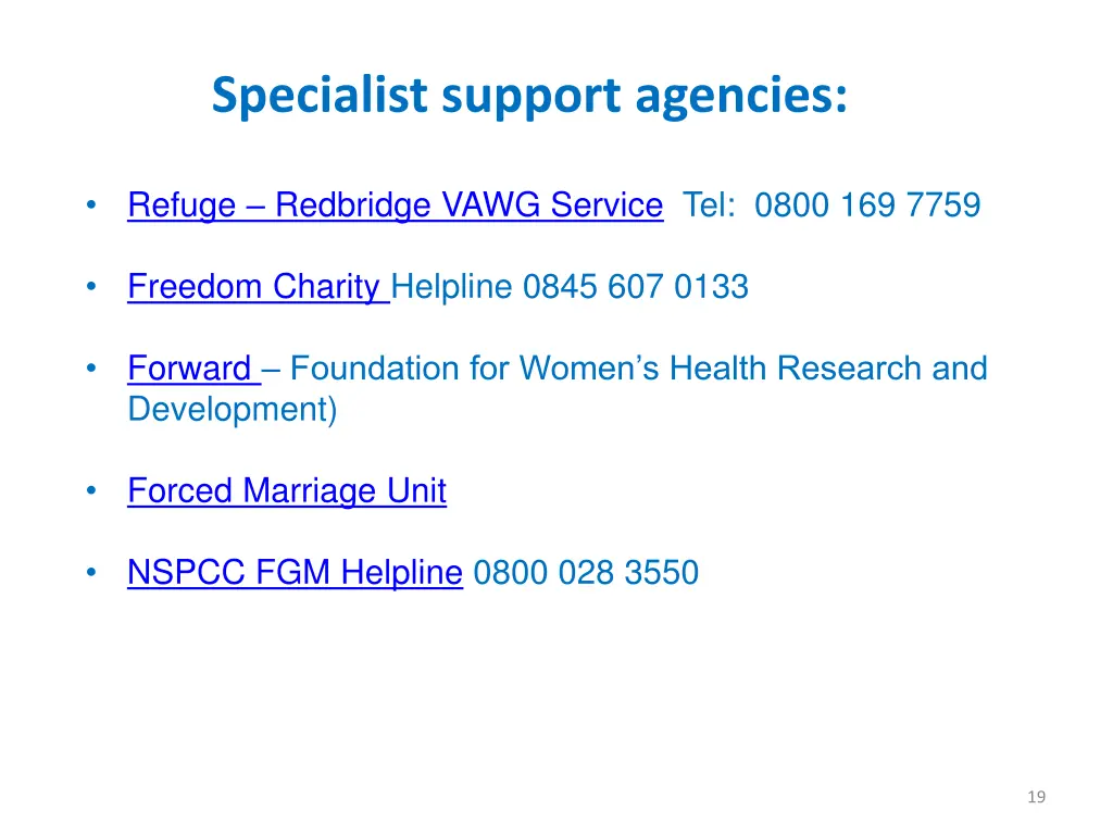 specialist support agencies