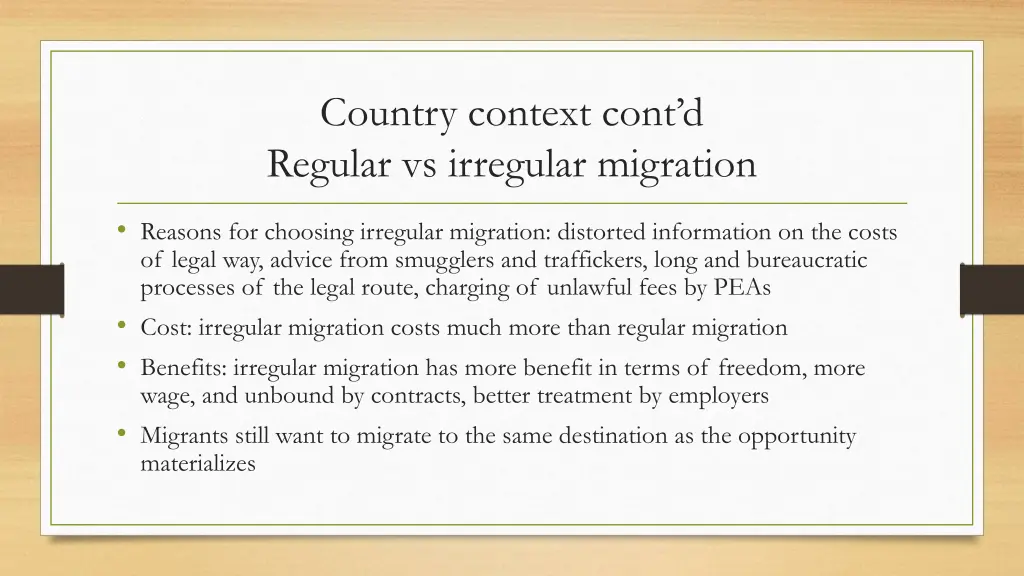 country context cont d regular vs irregular