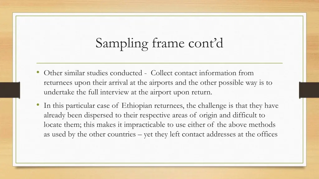 sampling frame cont d