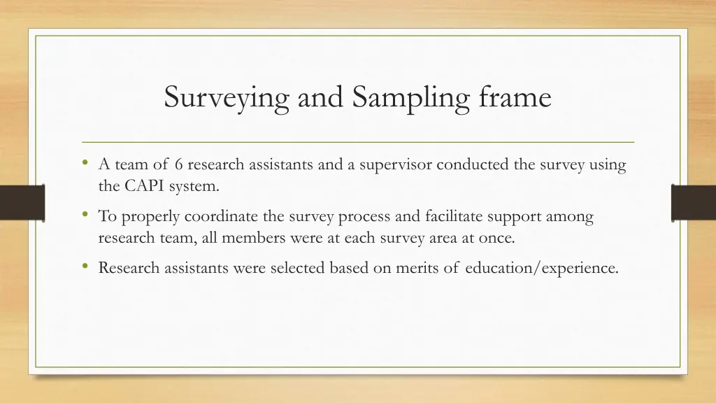 surveying and sampling frame