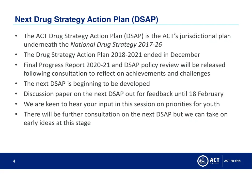 next drug strategy action plan dsap