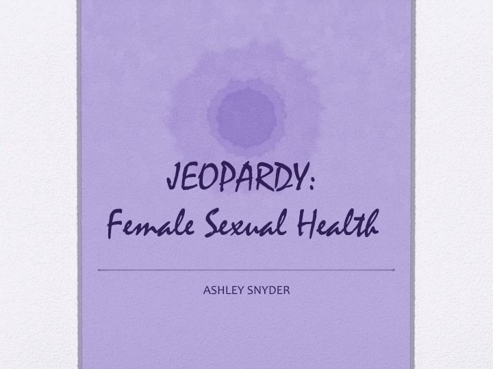 jeopardy female sexual health